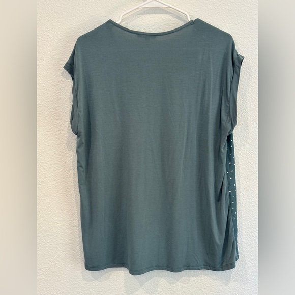 EUC!! PAPERMOON Reece Mixed Material Teal Blouse - Size L - Picture 9 of 9